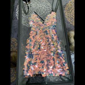 Iridescent sequin mini dress